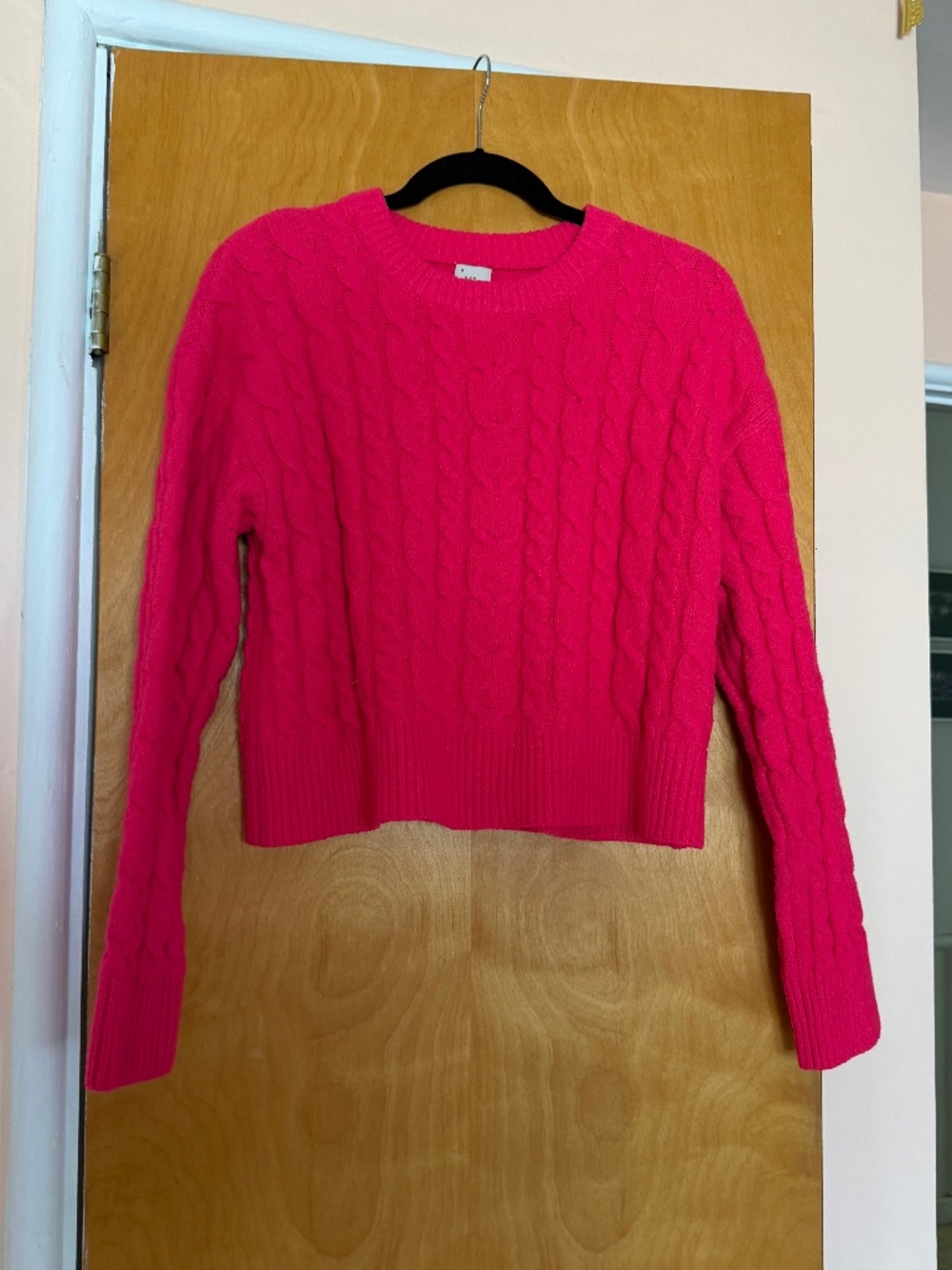 Hot Pink Cropped Knit Sweater, A New Day, Size L